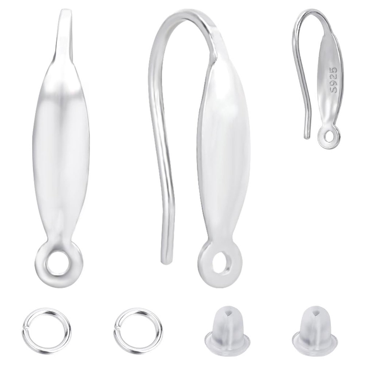 CREATCABIN 6Pcs 925 Sterling Silver Oorhaakjes met Ringen en Oorkappen voor DIY Sieraden