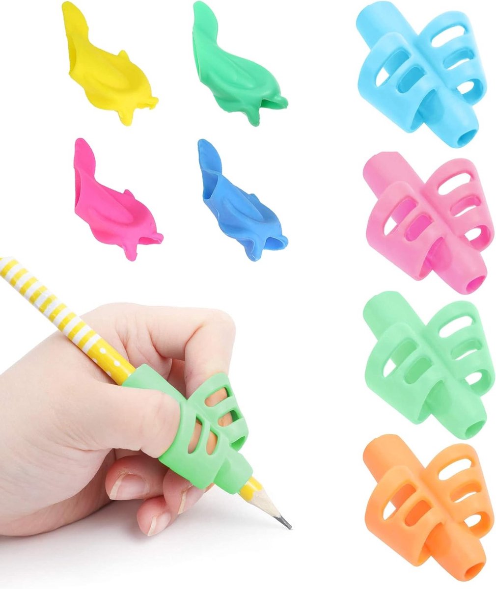 Pencil grips voor kinderen - 10 stuks schrijfhulpmiddelen voor betere schrijfhouding en grip verbetering