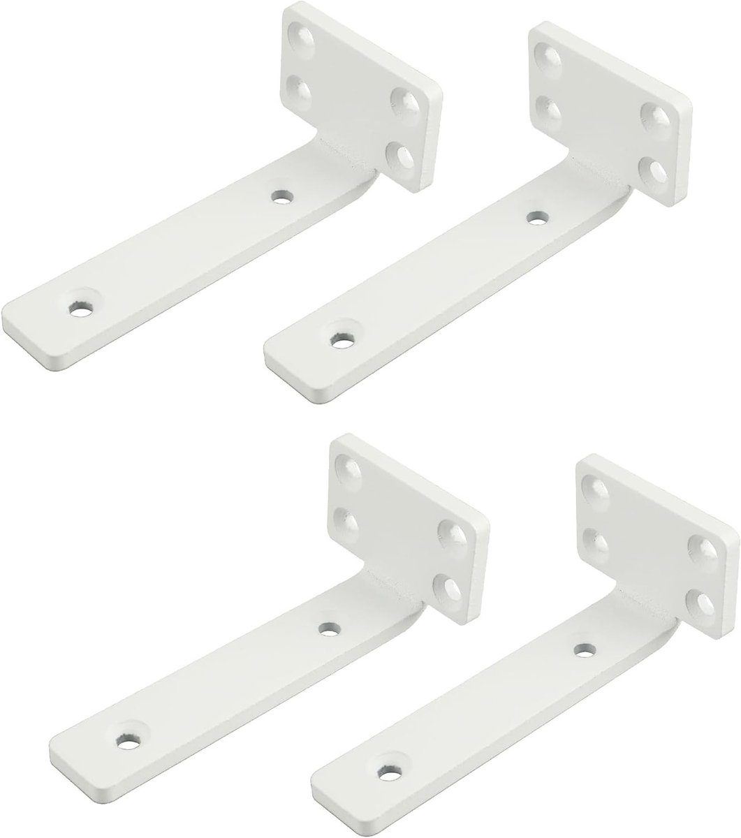 Set van 4 zwevende plankdragers, 10 x 5 cm, duurzaam en praktisch, wandplank met schroeven, wit, ideaal voor decoratie en opslag