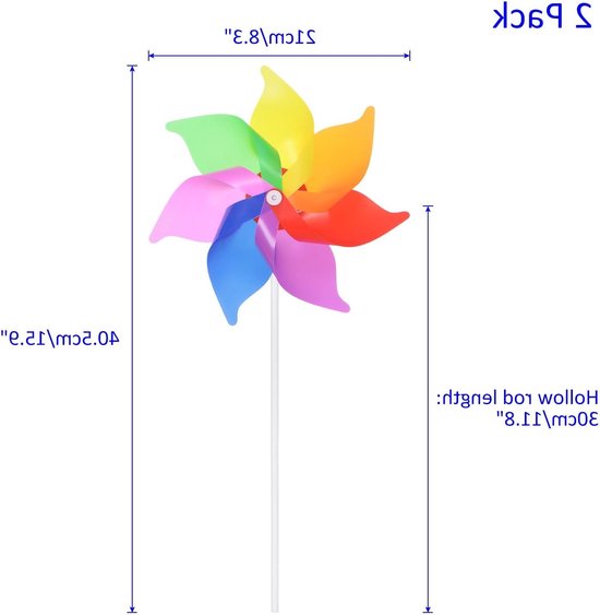 2 Sets Wind Spinner - 14 x 8 Inch Tuin Decoratie met Wielen voor Buiten, Kleurrijke Tuinaccessoires en Tuin Kunst voor Achtertuin — afbeelding 3