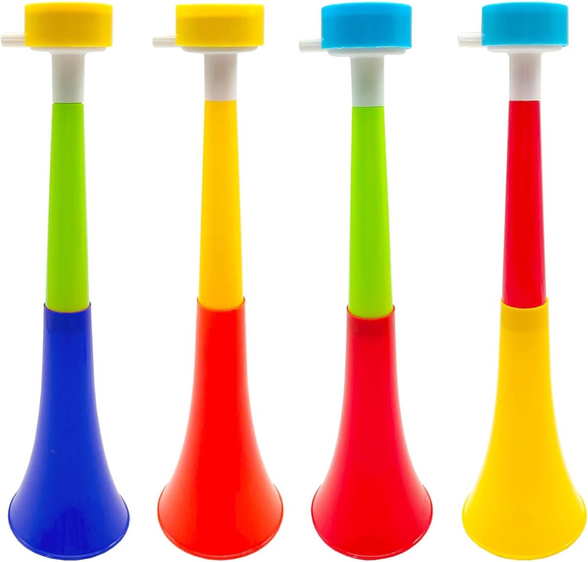 Set van 4 Vuvuzela Trompetten voor Voetbalfans, Erg Geluid, Cheerleading, Plastic Hornen, Sportaccessoires, Feestartikelen