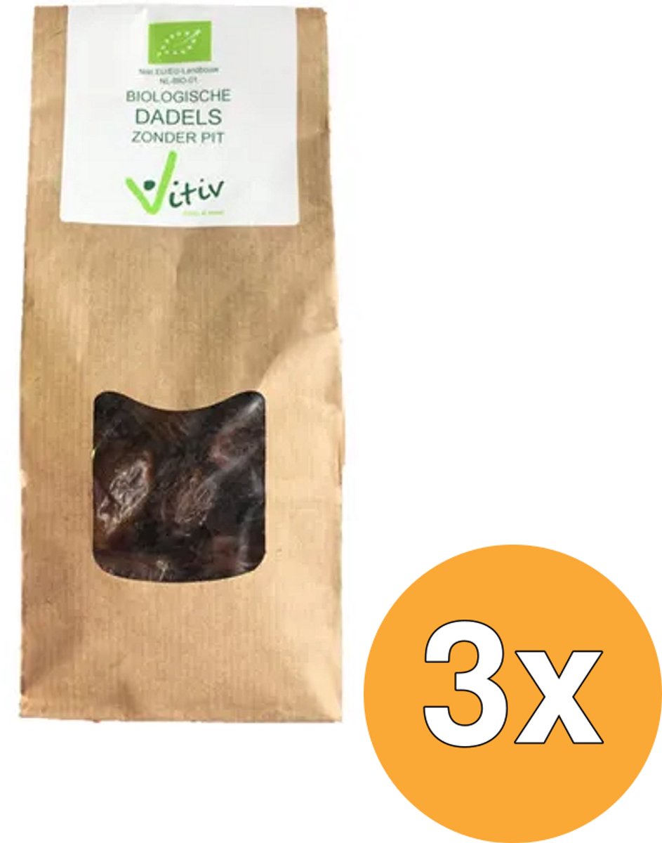 3x Vitiv Dadels Medjoul Doosje Bio (1000 gr)