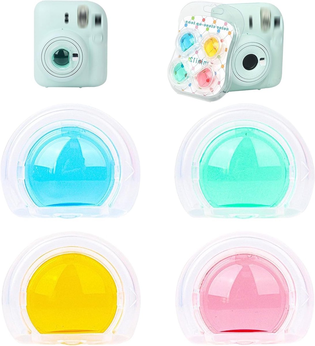 Kleurfilterset voor Fuji Instax Mini 12 - 4 Stuks, Inclusief Roze, Geel, Groen en Blauw, Camera Accessoires voor Creatieve Foto's