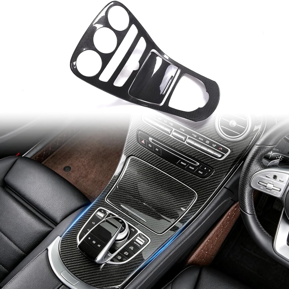 ABS Console Gear Panel Frame Cover Trim voor C-Class W205 2015-2018 en GLC X253 2016-2019 in Carbon Fiber Look, Auto Accessoire, Interieur Upgrade