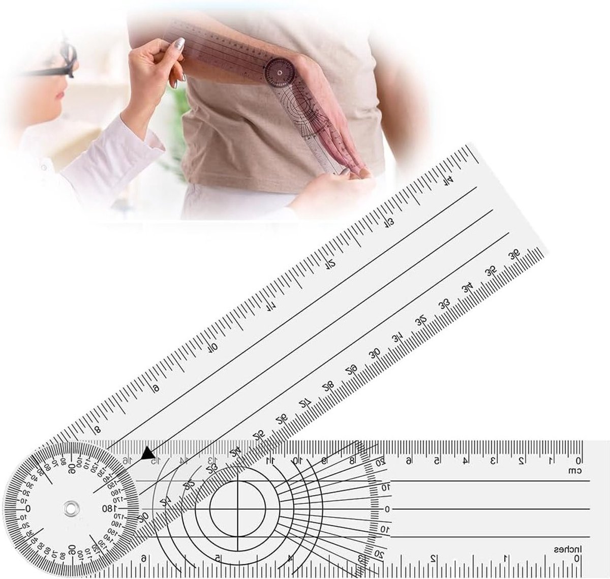 Rotatable Orthopedische Protractor, Transparant en Robuust, Ideaal voor Studenten en Gezinnen, Set van 2, Precisie en Gebruiksgemak