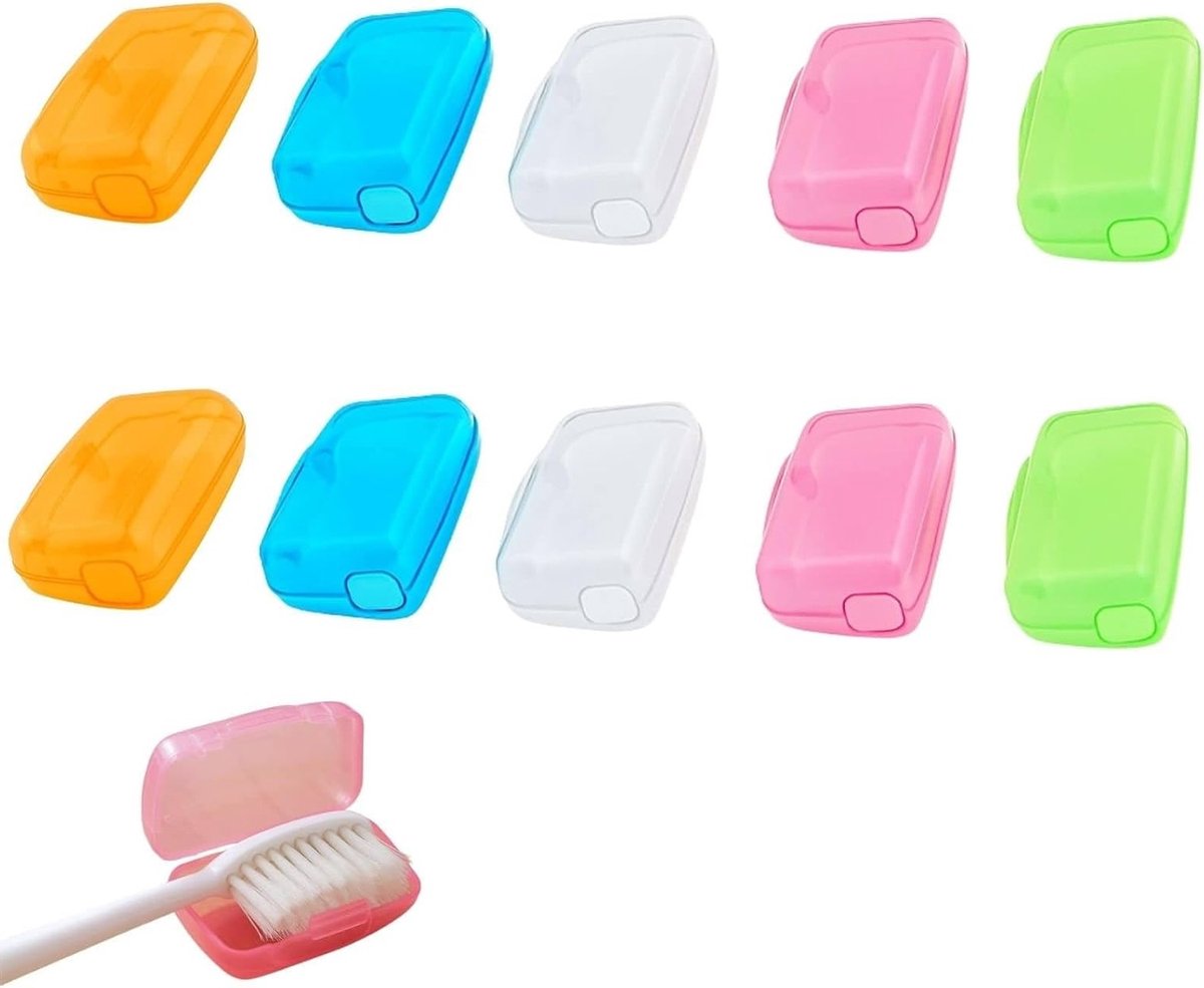Set van 10 Draagbare Tandenborstelhoezen - Bescherming voor Tandenborstelkoppen, Ideaal voor Thuis, Kantoor en Reizen, Kleurrijke en Moderne Caps