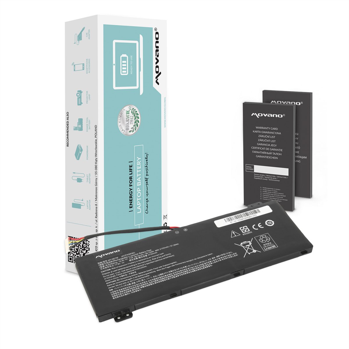 Movano - Batterij - Li-Ion - RoHS en CE Compatibel - 12 Maanden Garantie