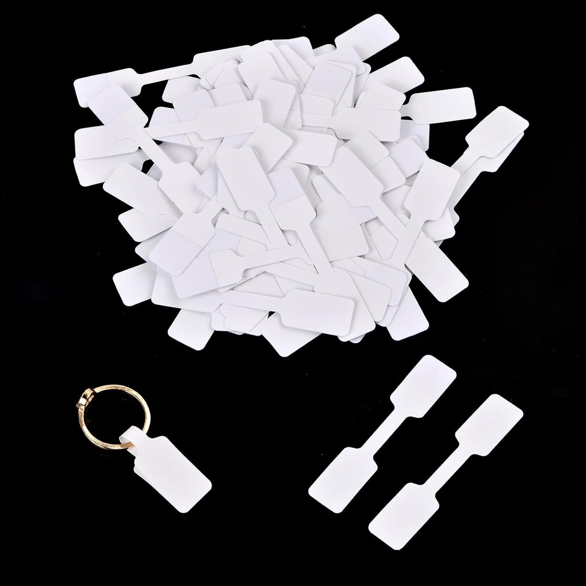 100 Stuks Zelfklevende Prijsetiketten voor Sieraden, Wit, 12 x 60mm, Perfect voor Ringen, Armbanden en Kettingen