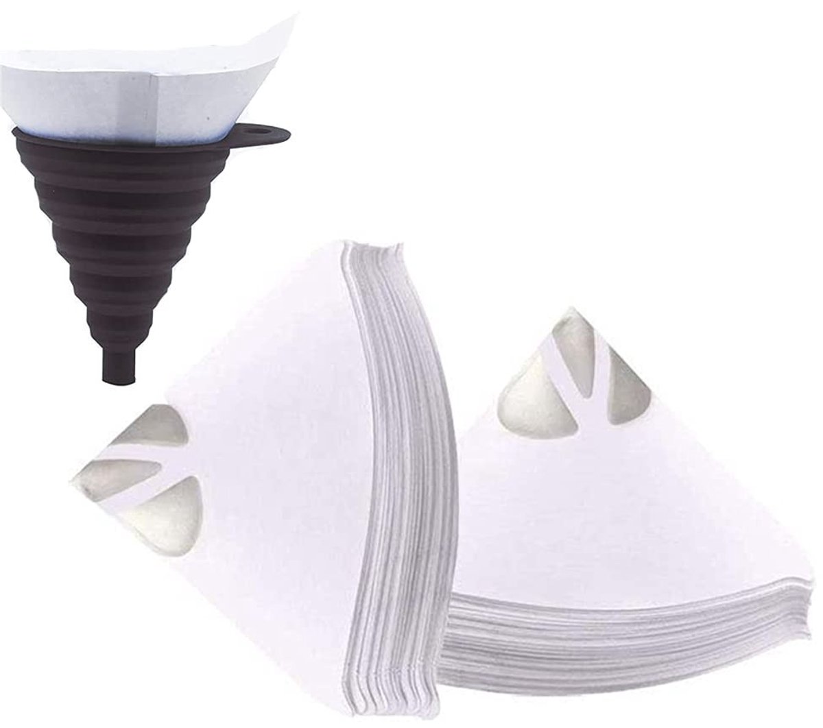250 Stuks Verffilters met Taper, Papieren Verffilter en Siliconen Trechter - 190 Micron Nylon Mesh voor Verf, Coating en Verfwerkzaamheden