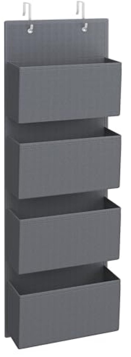 Hangende organizer met 4 vakken voor achter de deur, 33,5 x 12 x 100 cm, grijs - PromoHome