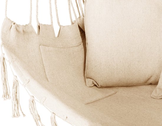 Outtec® Hangstoel met 3 Kussens - 100x130x75cm, tot 140 kg - Boho Fringed Fauteuil, Zitzak, Schommel - voor Buiten, Tuin, Balkon, Huis