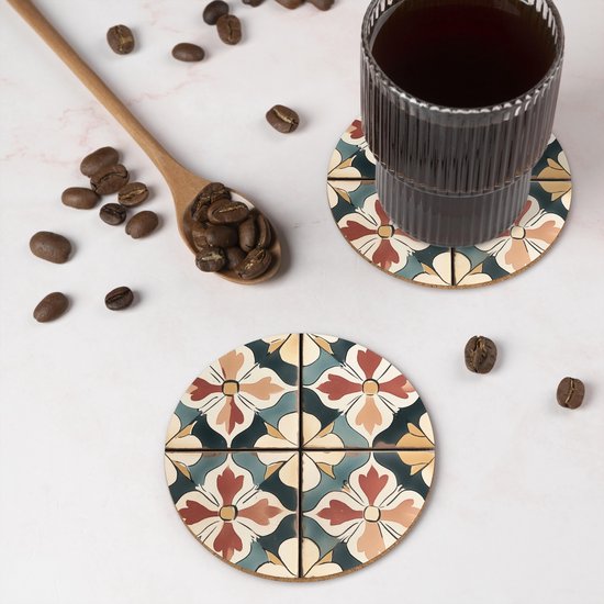 Dessous de verre Décoration - Carreaux - Espagnol - Vintage - 10x10 cm - 6 morceaux - Sous pour Verres et Tasses