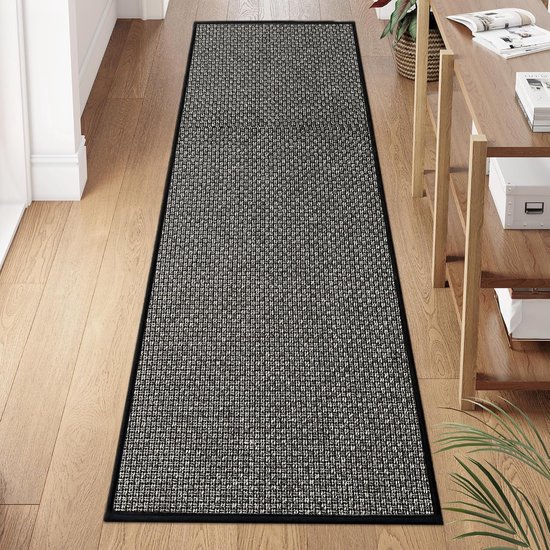 Tapijtloper, keukentapijt, antislip, 100x180 cm, grijs, goud, modern, gestreept, per meter, wasbaar, lang, tapijtloper, tapijt, loper, hal, slaapkamer, gang, aanpasbare grootte, 40 - 120 cm breed