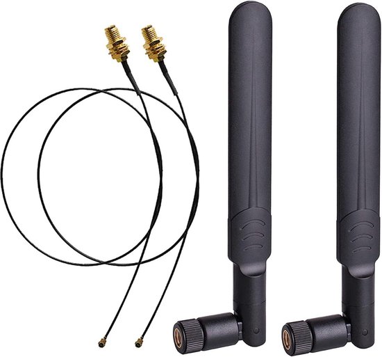 Lot 2 Antennes WiFi RP-SMA Mâle 8dBi 2.4GHz 5GHz - Câble Coaxial Pour ESP32 Routeur Caméra IP