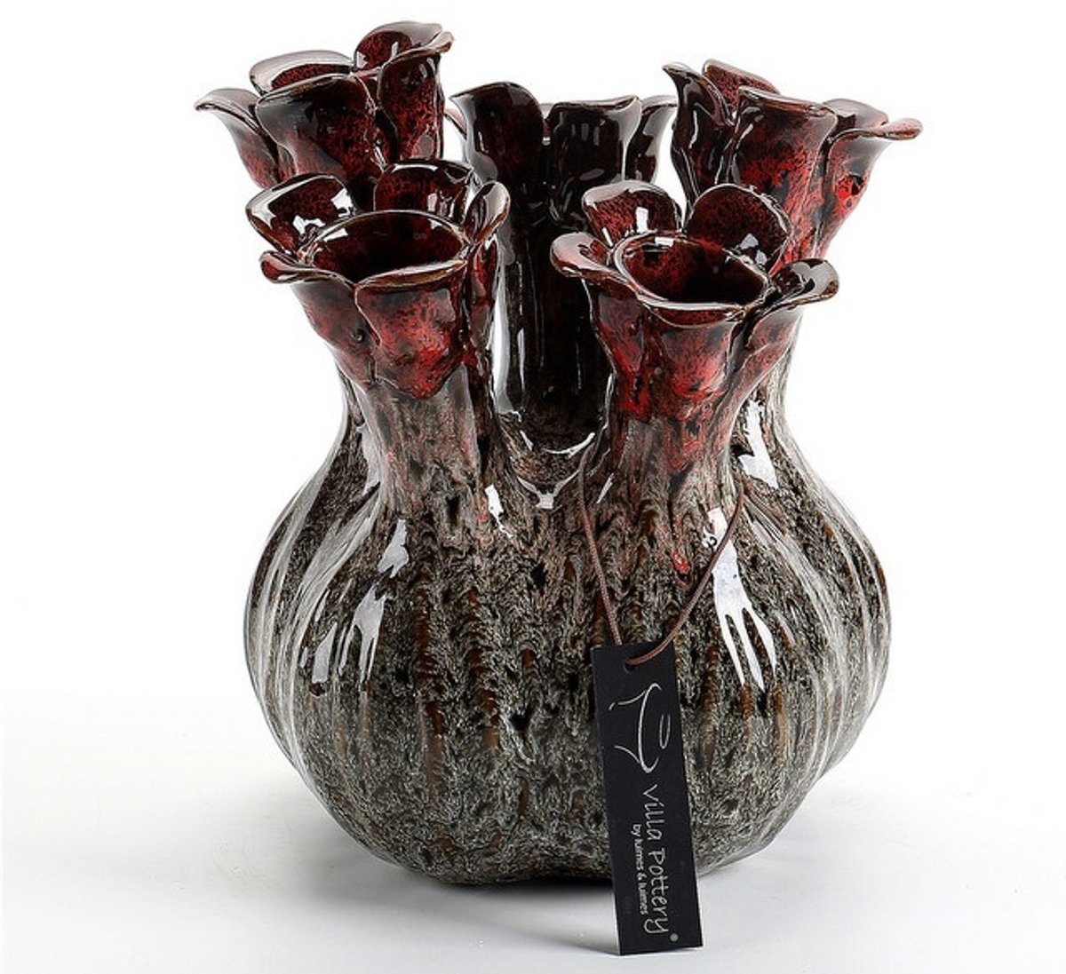 Villa Pottery Zwarte 5xtuit Vaas Quito 17x17x18 Hoog