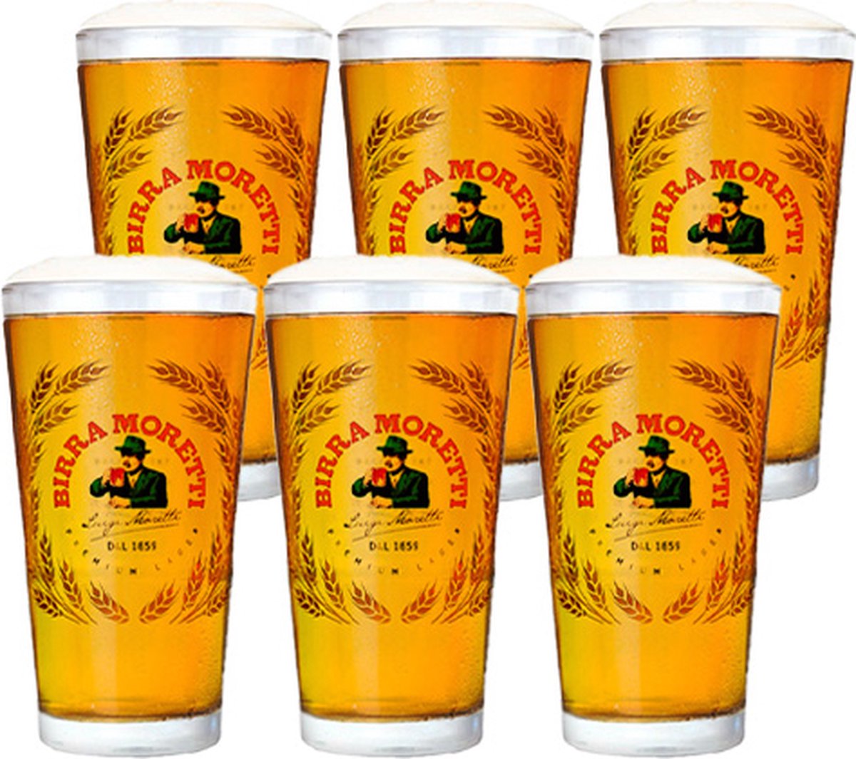 Birra Moretti - Bierglas Vaasje 250ml - 6 stuks