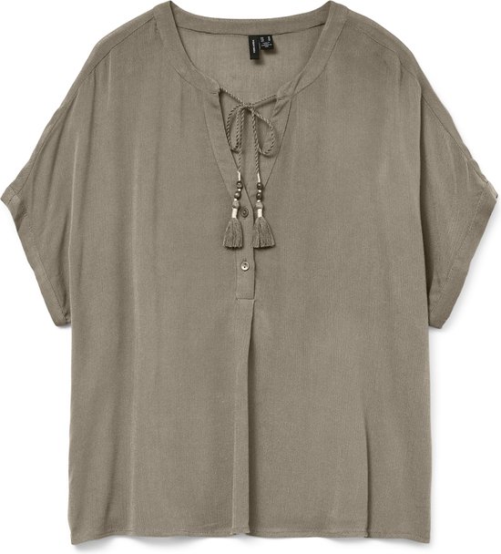Vero Moda T-shirt Vmbente Ss Wide Top Wvn Ga 10329387 Silver Mink Dames Maat - S