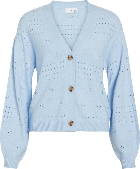Gilet Vila Viril col V L/s Knit Cardigan - No° 14102703 Kentucky Blue/melange Femme Taille - M