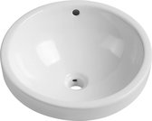 Shower & Design Vasque ronde semi-encastrée en céramique pour salle de bain - 46 cm - Wit - CATONAC II L 46 cm x H 19,5 cm x P 46 cm