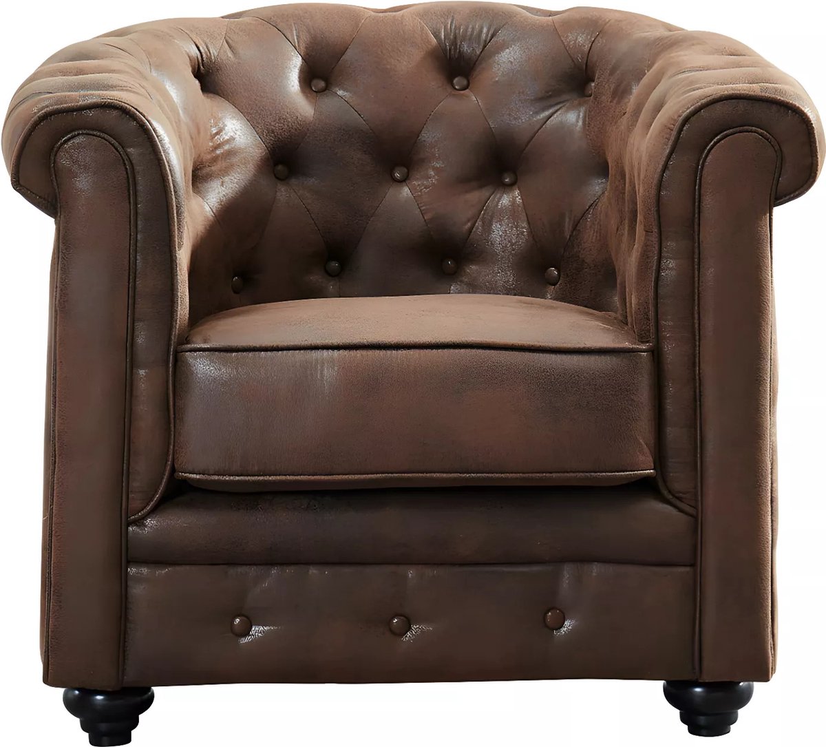 Vente-unique Fauteuil CHESTERFIELD van microvezel met vintage look Bruin