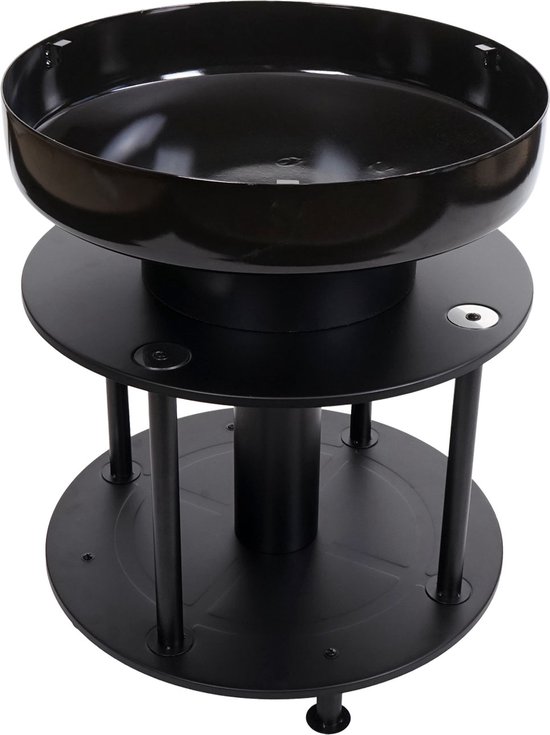 Vuurschaal met grill MCW-K95, vuurplaats-grill BBQ, grillplaat plank, staal roestvrij staal email Ø 56cm zwart van Merkloos — afbeelding 2