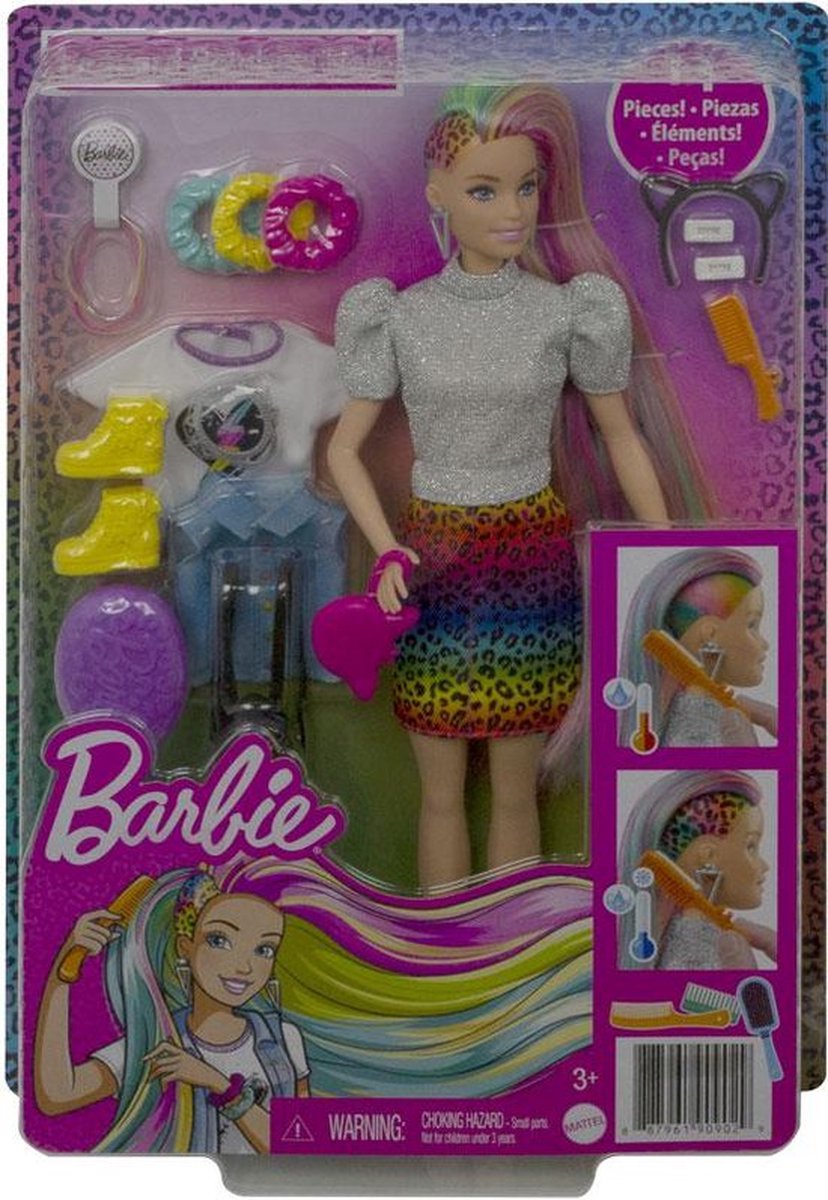 Barbie Leopard Regenbooghaar pop (blond) — afbeelding 18
