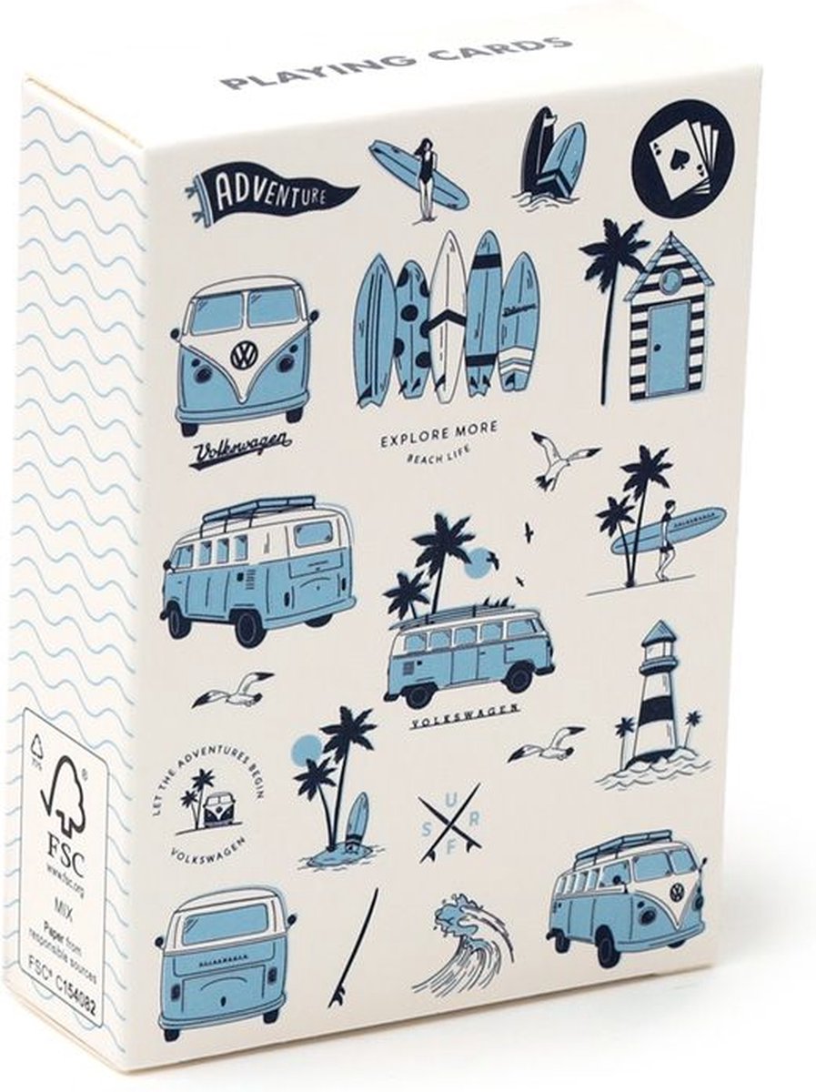 Kaartspel/Speelkaarten - Volkswagen Busje VW T1 Explore More Surf - 8.5x6cm