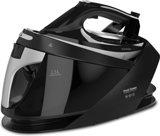 Stoomstrijkijzer met Stoomgenerator - 3000W - Zwart - Vivid Green