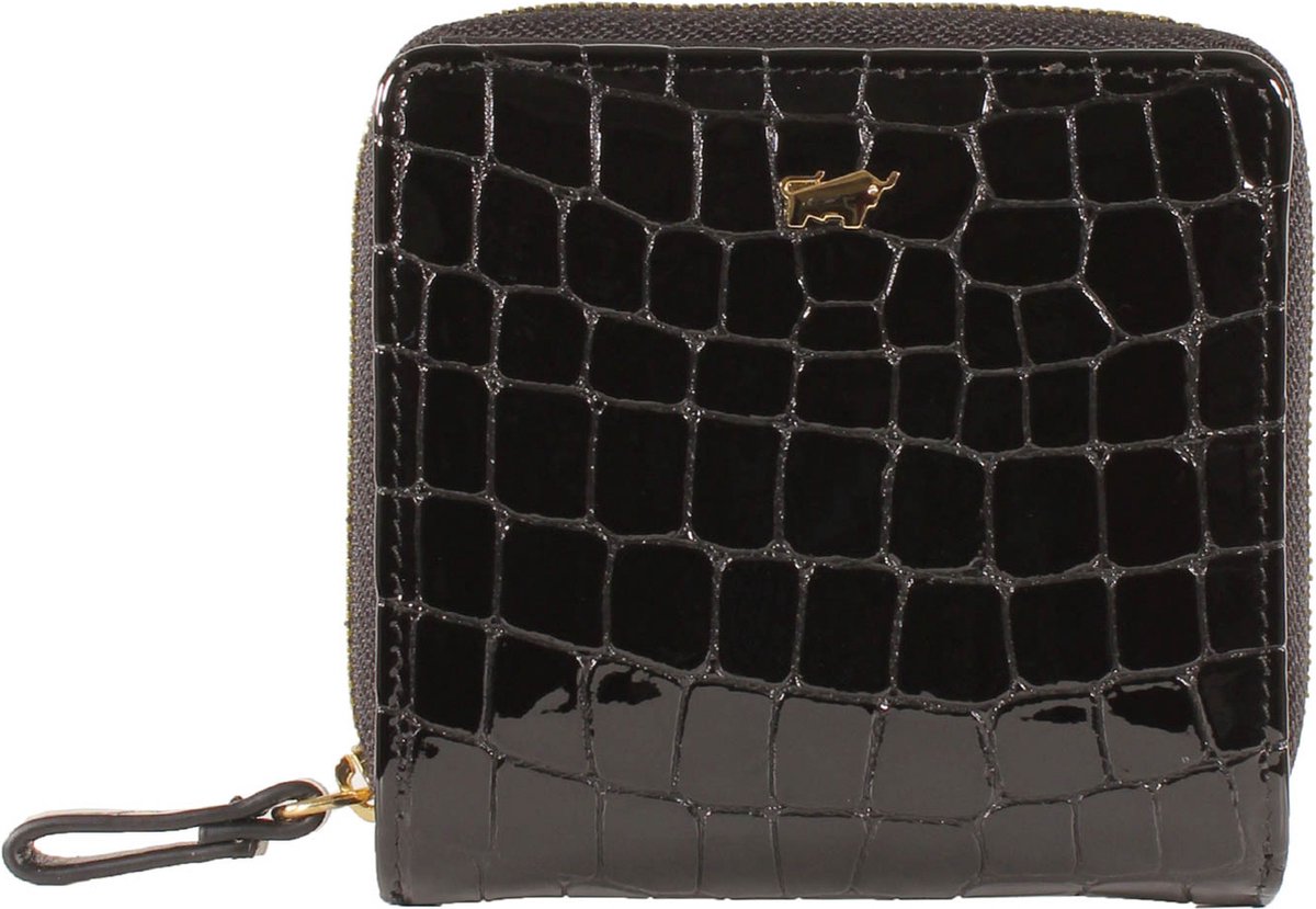 Braun Buffel Verona Portemonnee Dames & Heren - Ritsportemonnee - Leer - Zwart Croco