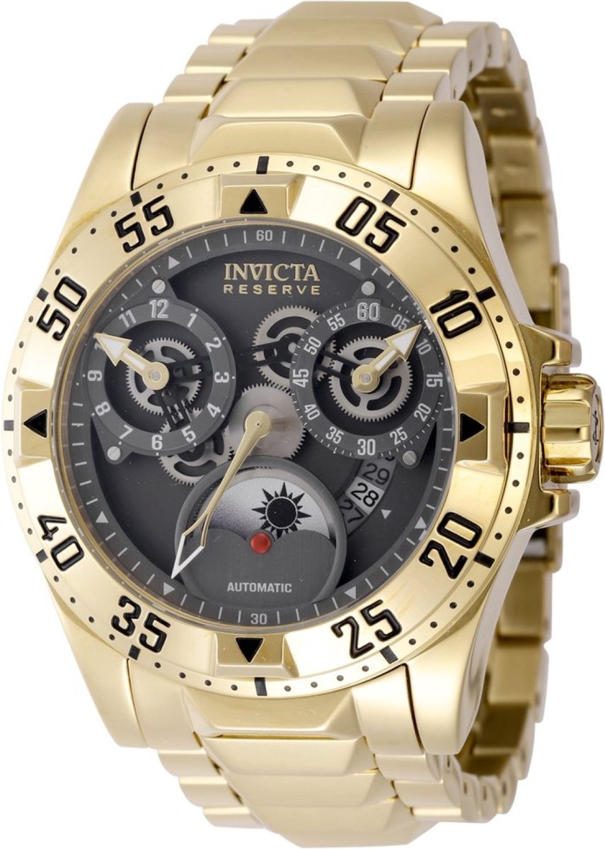Invicta Reserve - Excursion 47571 Heren Horloge - Waterdicht - Analoog - Automatisch Uurwerk - Roestvrij Staal met grijze Wijzerplaat - 49mm
