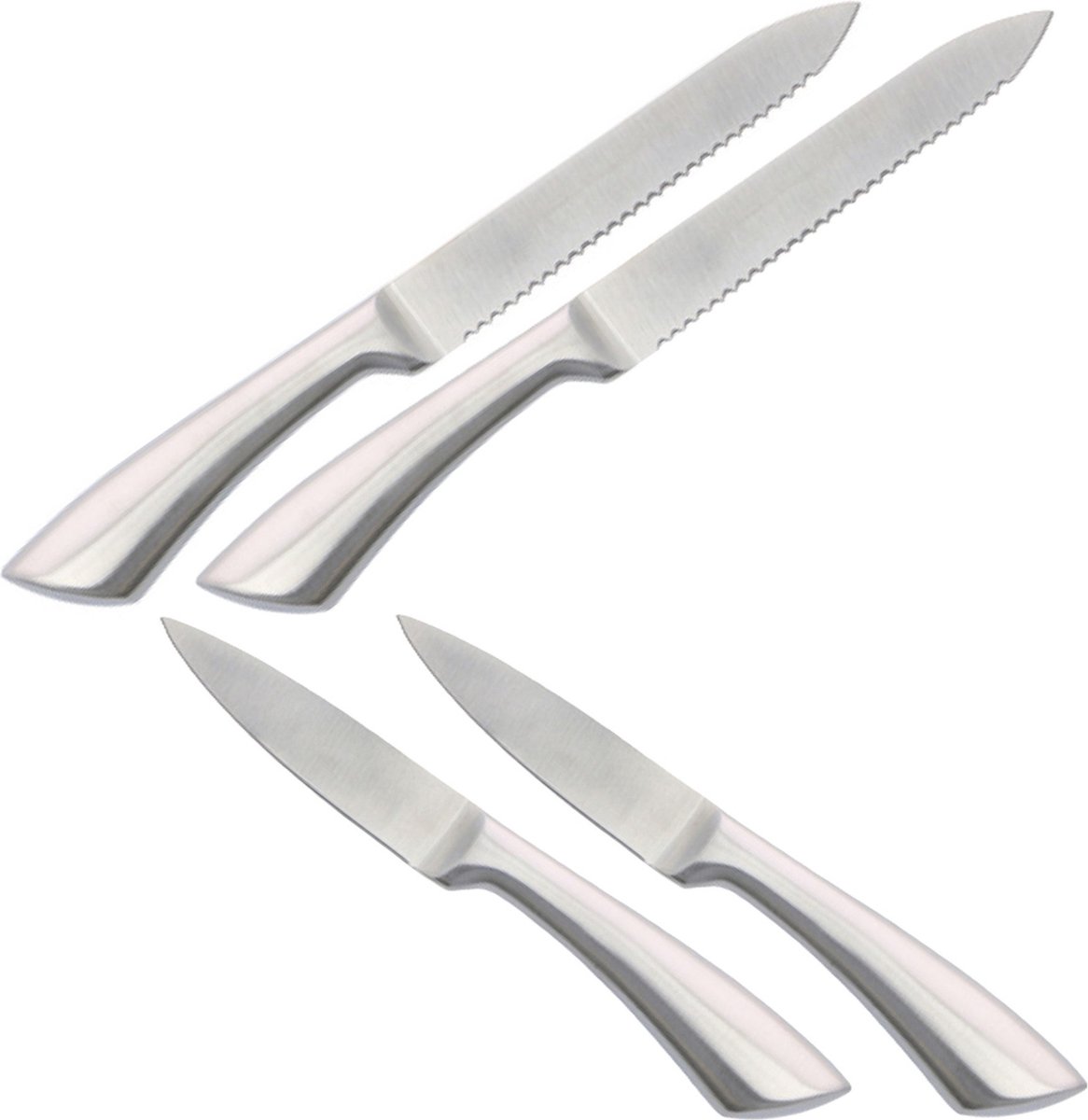 Alpina Aardappel/groente Messenset - 4x stuks - RVS - snij en schilmes - 20/24 cm