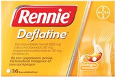 Rennie Deflatine Kauwtabletten | 36 stuks | Verlicht Opgeblazen Gevoel, Winderigheid en Maagzuur | Bevat Simeticon mm Gasvorming te Verminderen | voor 12 Jaar en Ouder