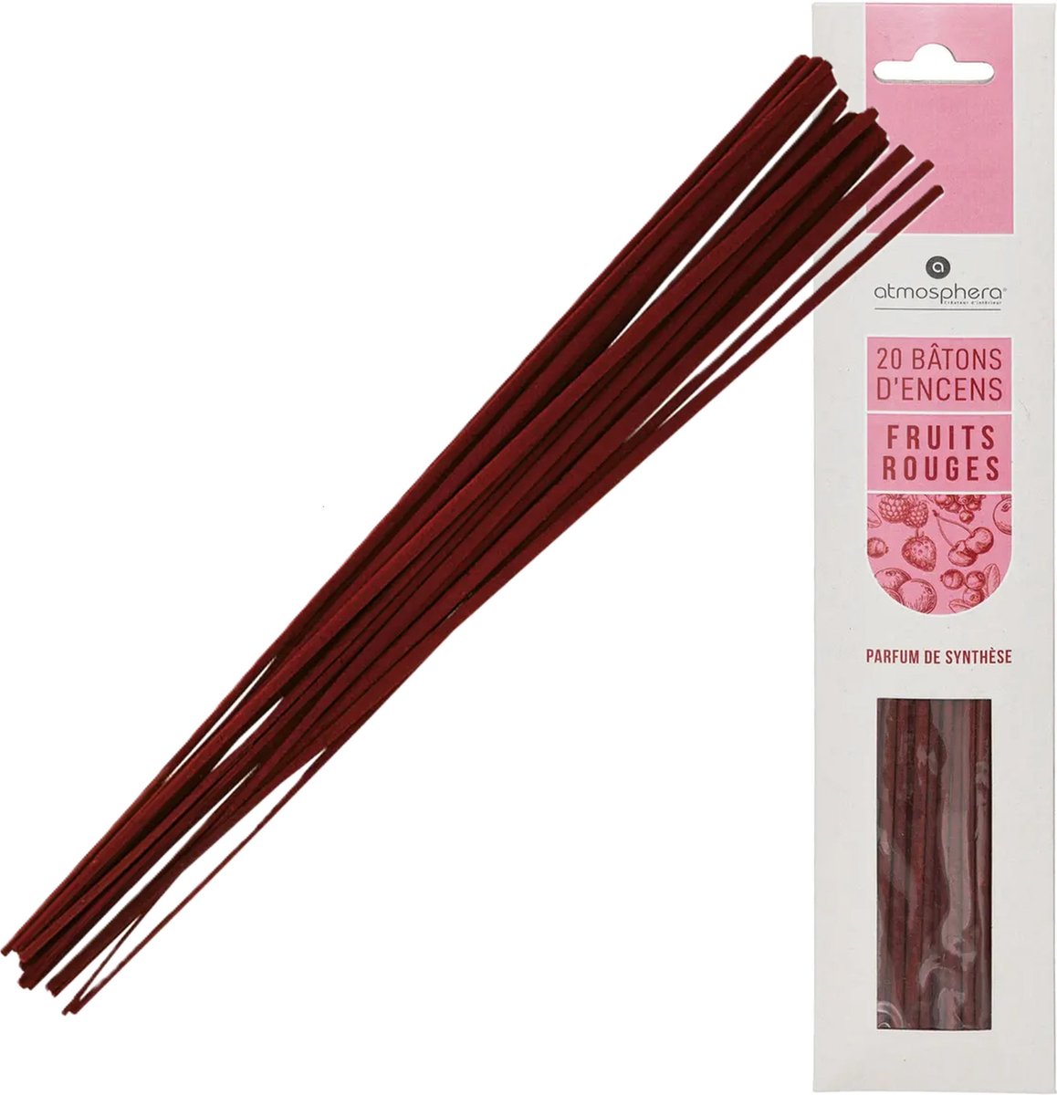 Atmosphera Wierook stokjes in fruit mix geur - voordeelpak - 20x stokjes - 25cm - Ontspannend - Kalmerend Rouge foncé
