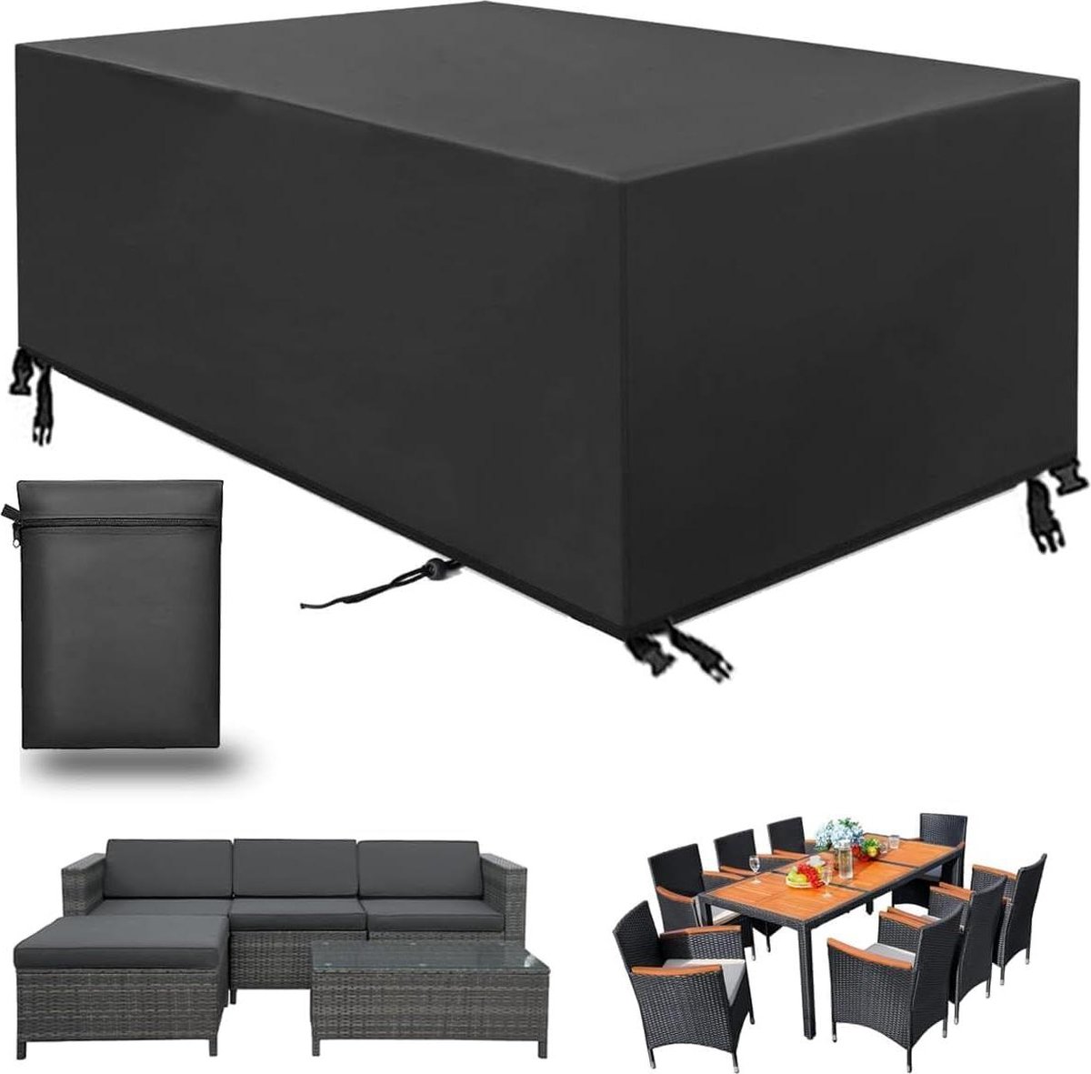 170 x 94 x 70 cm-420D Waterdichte Oxford Doek Afdekking voor Tuinmeubelen - UV-bestendig - Vierkant - Terrasstoelen en Tafels - Buitenafdekking - Winddicht - Scheurvast