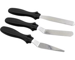 Scoby - Paletmes Set - Fondantgereedschap - Taartdecoratie Spatel - Bakken - Koken - Taartgereedschap - Zwart - Set van 3