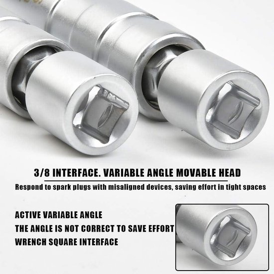 tronisky 2-delig set bougiesleutels, universeel flexibele bougiesleutel 14 mm en 16 mm, 360° draaibare magnetische dopsleutels, 3/8 bougiemoer, voor het vervangen van autobougies