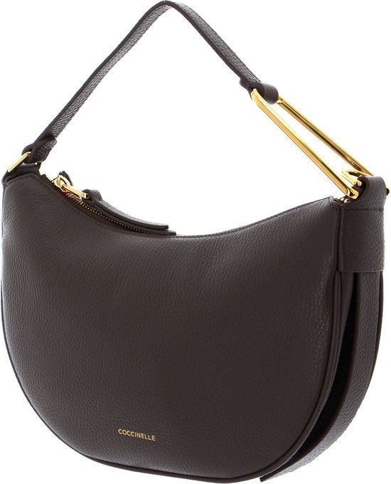 COCCINELLE Cuir Sac à épaule bandoulière Sac à épaule Priscilla Handbag Grained Leather Coffee Marron foncé