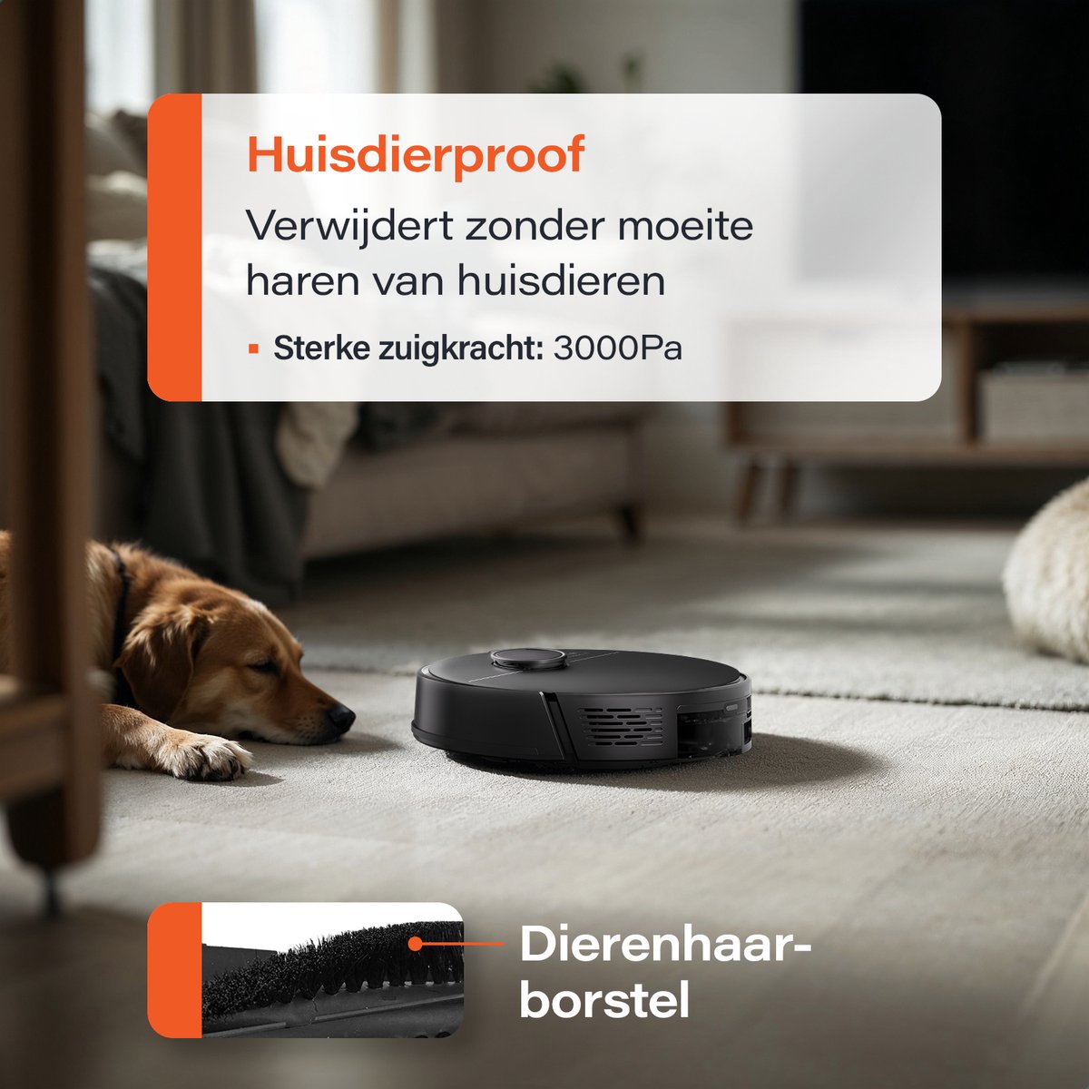Afbeelding 3 van Robotstofzuiger met Dweilfunctie - Met laad en leeg station - Huisdieren Stofzuiger - Automatische Dweilrobot- Hondeharen - Skoov Ecopro