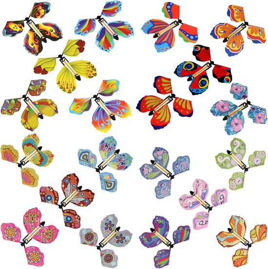 TSHAOUN 25 Stuks Magische Vliegende Vlinders, Verrassing voor Geschenken, Elastisch Speelgoed voor Verjaardag (Willekeurige Kleur TSHAOUN 25 Stuks Magische Vliegende Vlinders, Verrassing voor Geschenken, Elastisch Speelgoed voor Verjaardag (Willekeurige Kleur