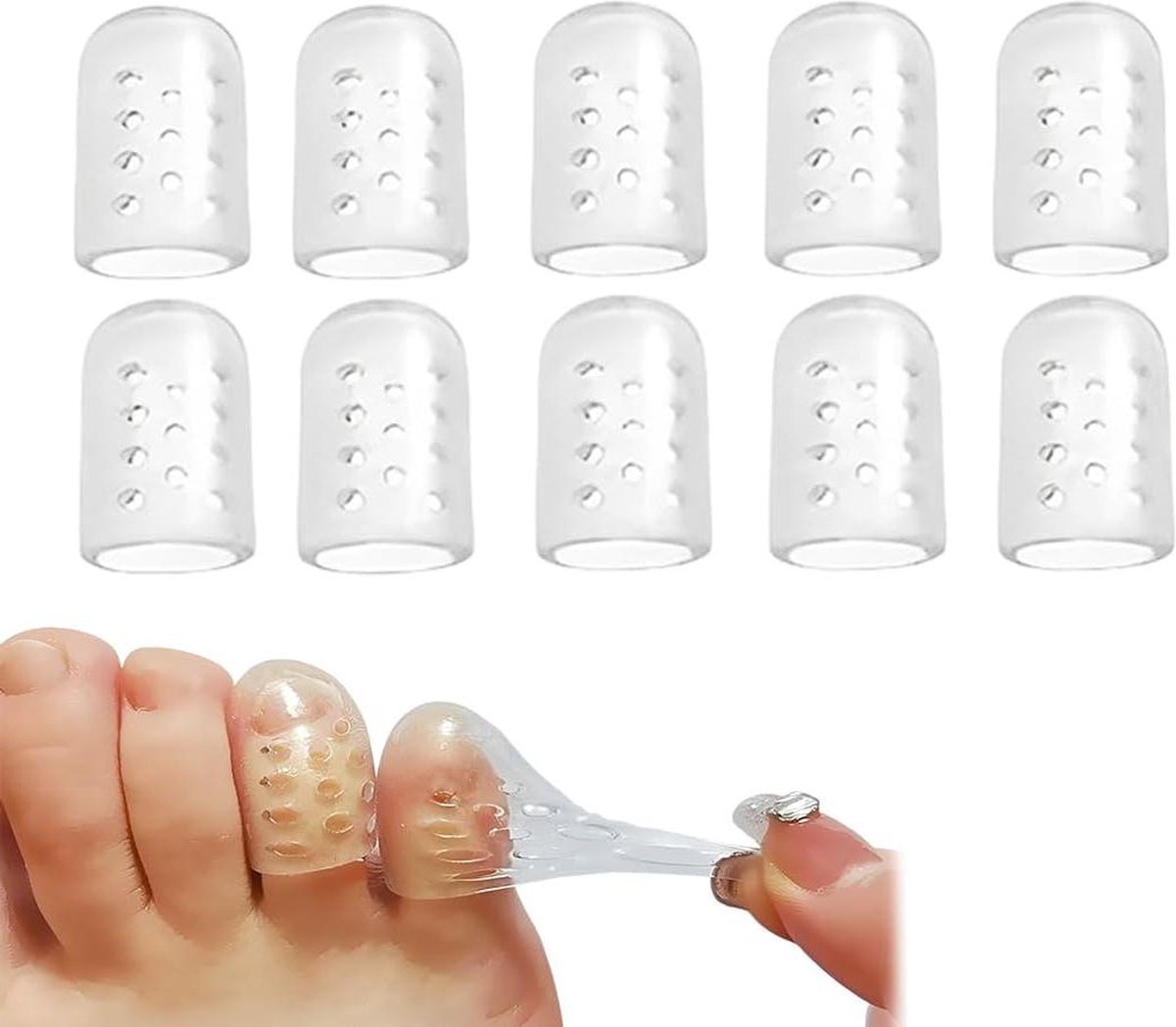 Goedkoopste 10 x ademende gel vingerbescherming voor mannen en vrouwen - transparant zacht - anti-wrijving - likdoorns en pijnverlichting .