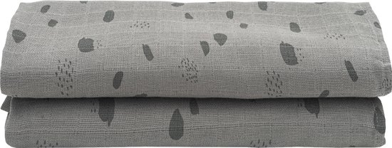 Jollein Hydrofiel Multidoek Spot 115x115cm - Storm Grey - 2 Stuks