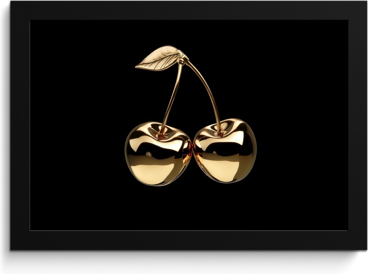 FrameYourWall Fotolijst inclusief poster - Posterlijst 30x20 cm - Posters - Kersen - Zwart - Goud - Chrome - Foto in lijst - Keuken decoratie muur - Wanddecoratie accessoires - Muurdecoratie - Schilderijen