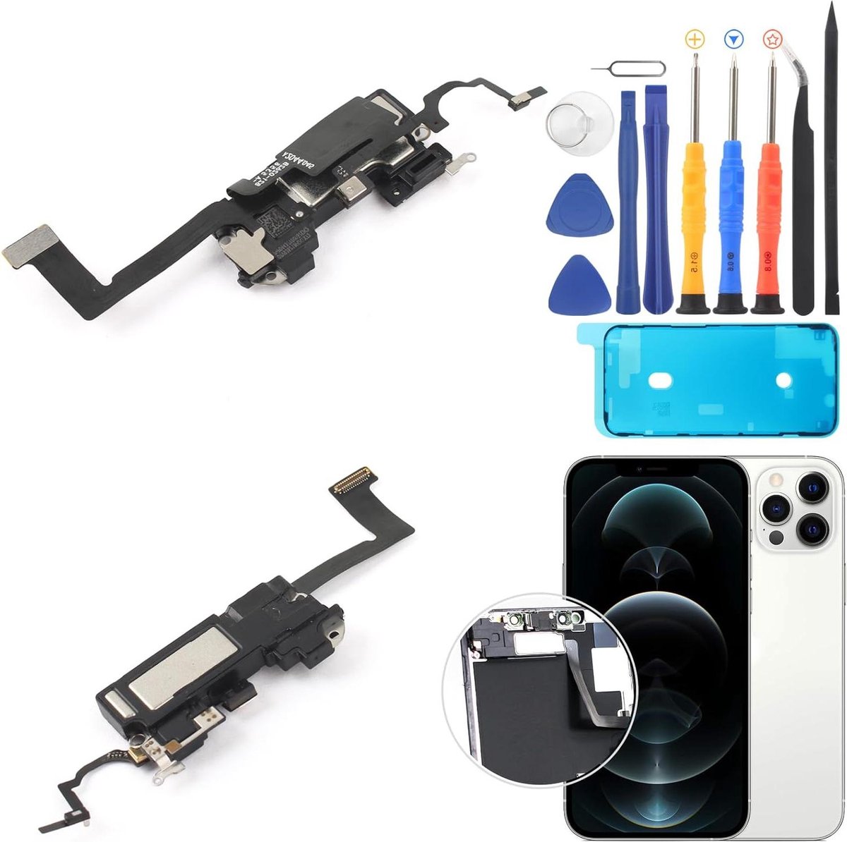 Oorschelp reparatieonderdeel met gereedschap compatibel met iPhone 12/12 Pro - -content nodig .