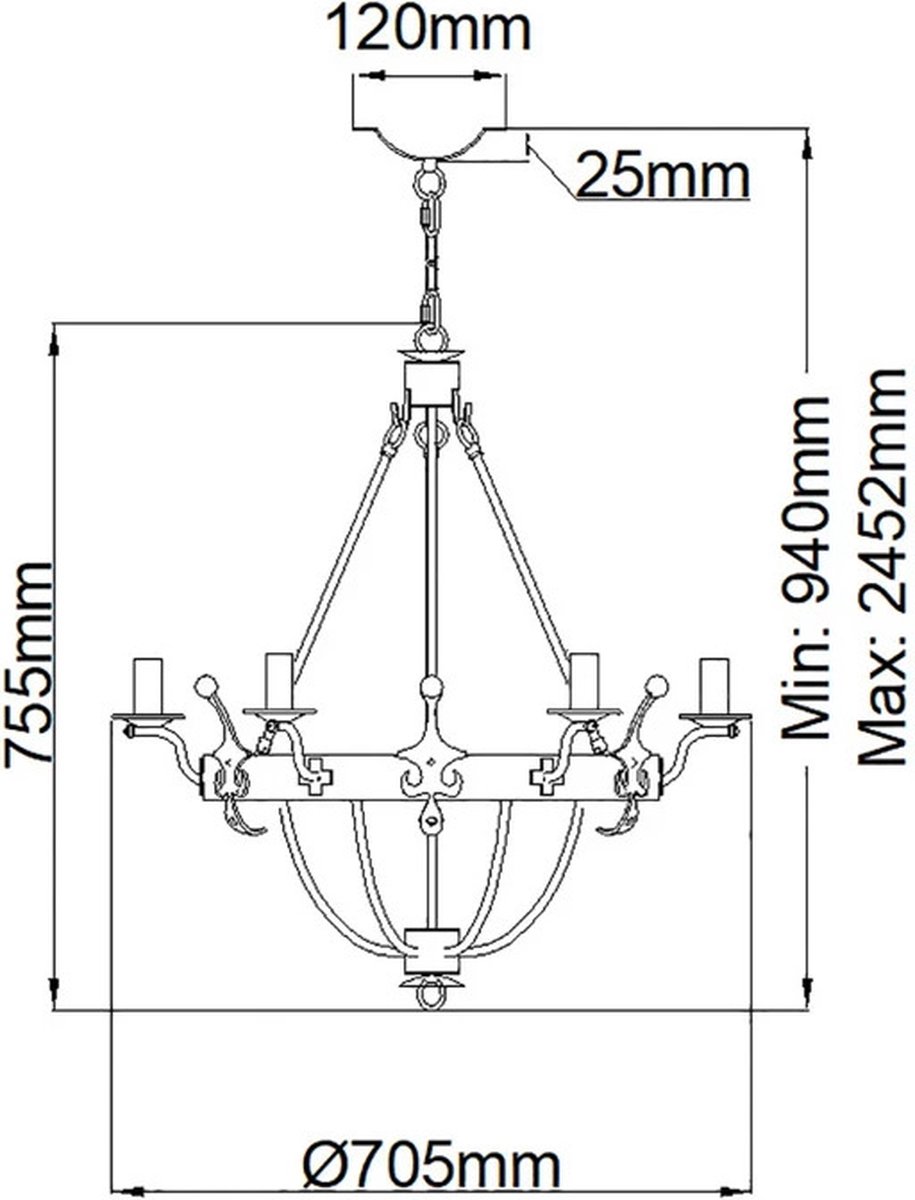 Elstead Lighting LED Kroonluchter | 6X E14 Max 60W | Dimbaar | Graphite