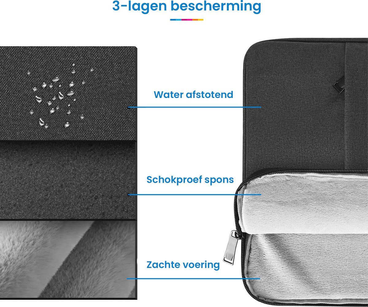 Laptophoes 14 Inch Zwart - Slanke Sleeve Bescherming voor MacBook Pro/Air en Andere 14" Laptops - Afbeelding 5