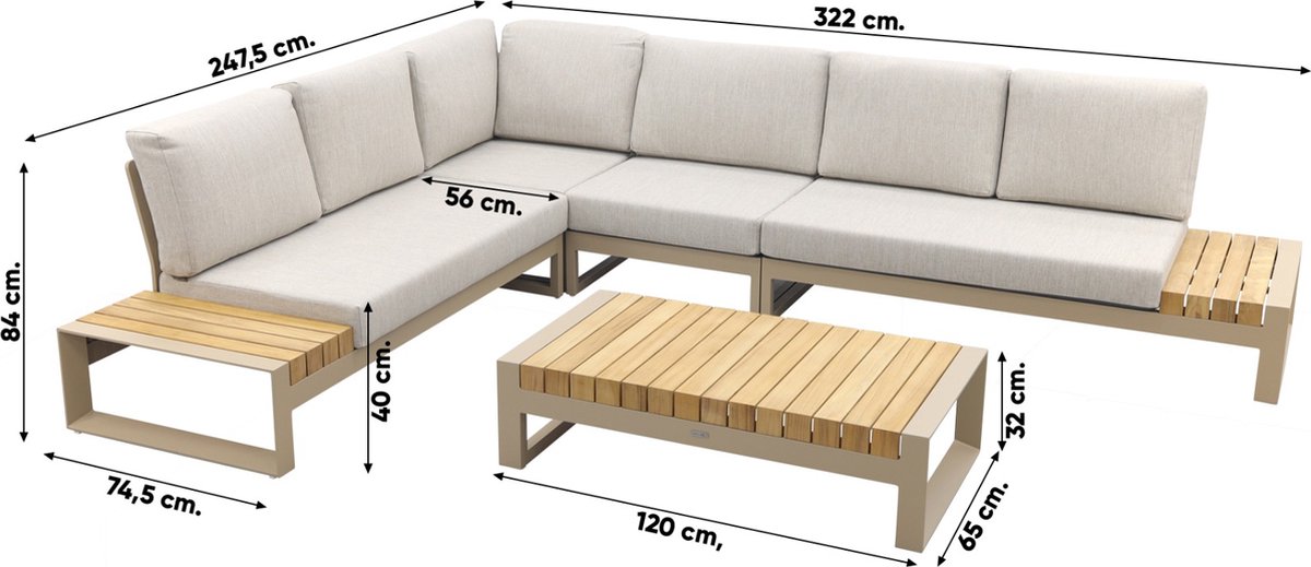 Taste by 4 Seasons Matisse loungeset - Latte - 5 delig