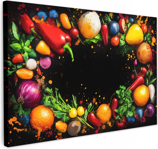 Peinture sur toile 60x40 cm - Décoration murale Végétal - Graffiti - Coloré - Cuisine - Abstrait - Accessoires de Décoration murale - Décoration murale de Cuisine - Peintures sur toile