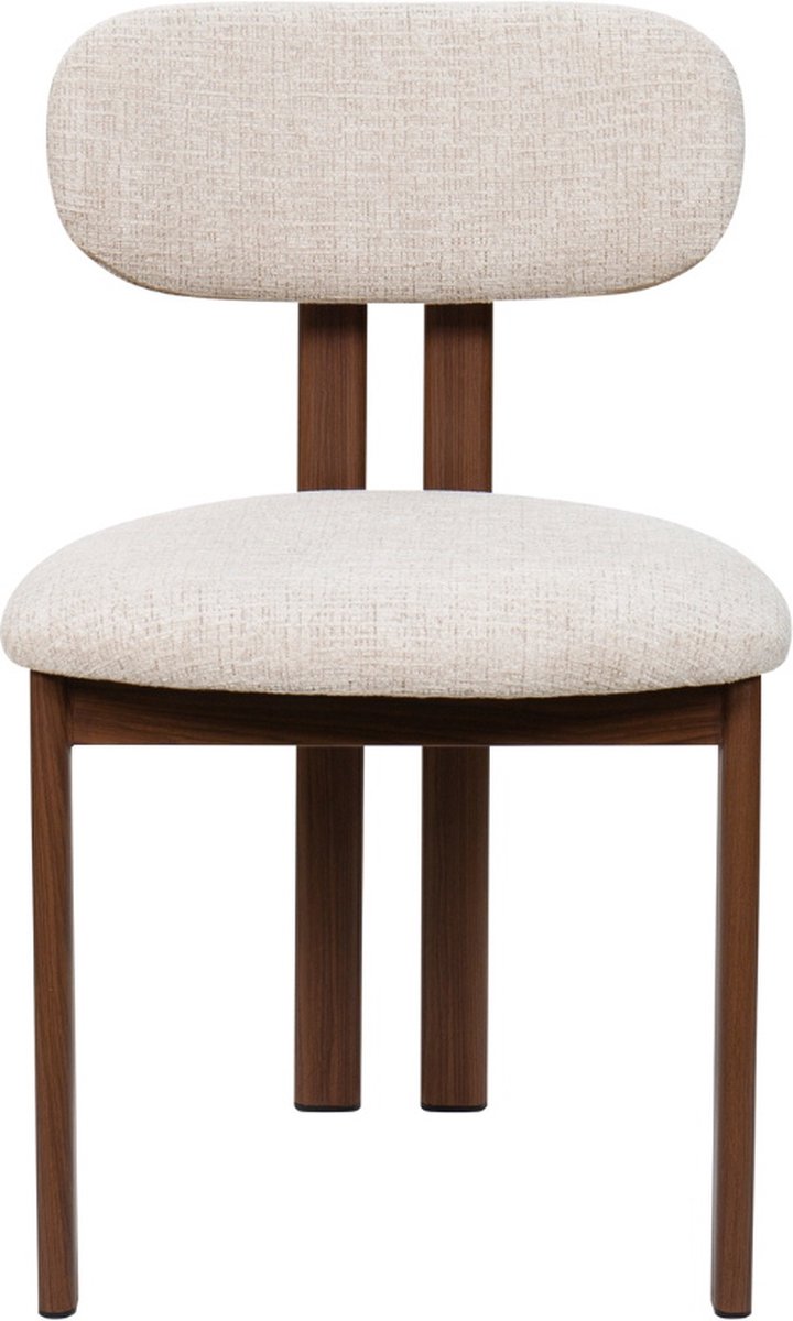 Giga Meubel Eetkamerstoel Noor - Stof/Staal - Beige/Walnoot - Set van 2