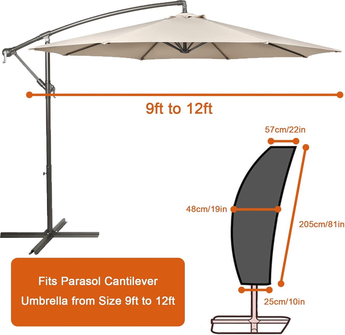VONROC Parasolhoes L - Voor parasols tot 450-500cm | Universeel VONROC Parasolhoes L - Voor parasols tot 450-500cm | Universeel