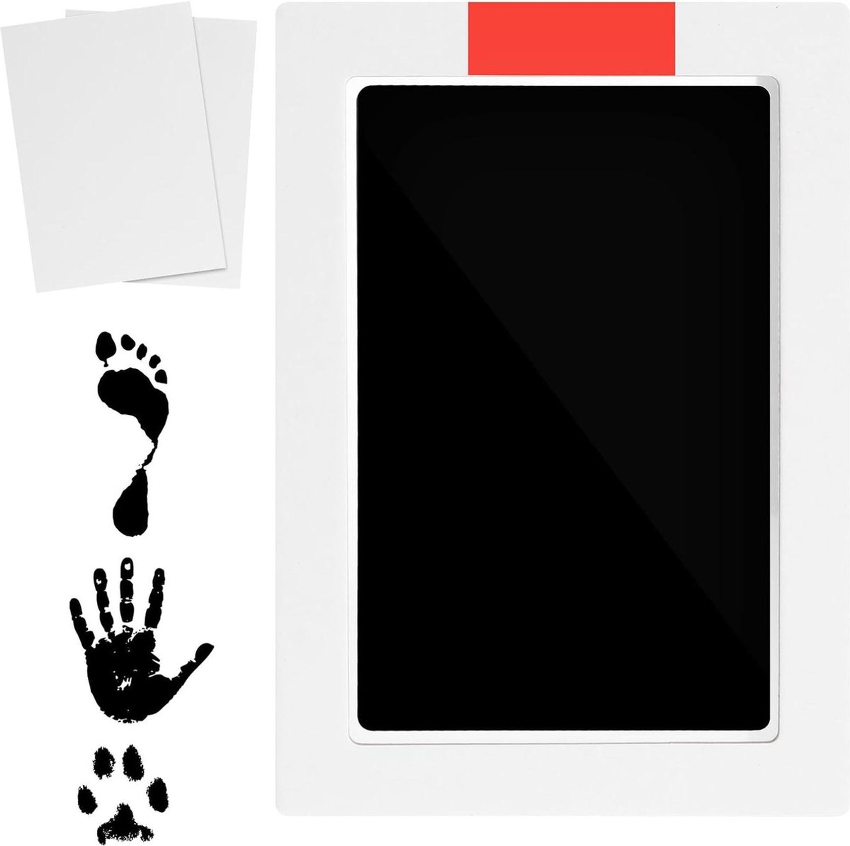 Goedkoopste Grote Clean Touch Ink Pad Kit - Baby Hand- en Voetafdrukkit voor Pasgeborenen - Paw Print Kit inclusief 2 Cardstock voor Baby en Huisdieren .